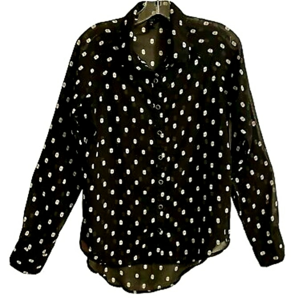 Fun & Flirt. Black Skull Blouse 💀- Size Large